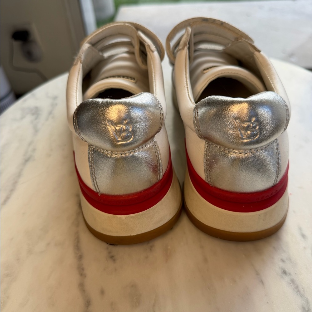 Veronica Beard White Sneakers with Red and Silver Accents - Picture 11 of 12